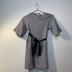 Navy Striped Dress with sash